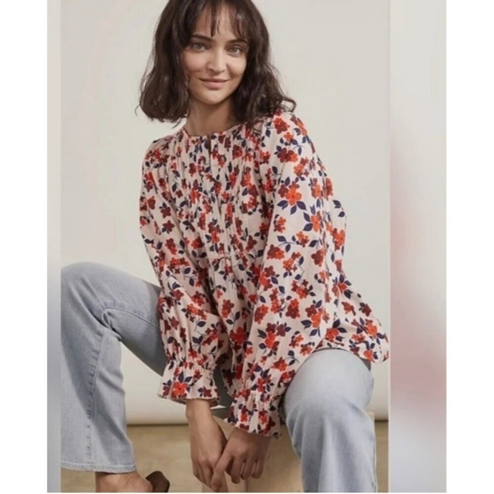 Elizabeth and James Floral Top Sz M Peasant Feminine Boho Cottagecore Blouse